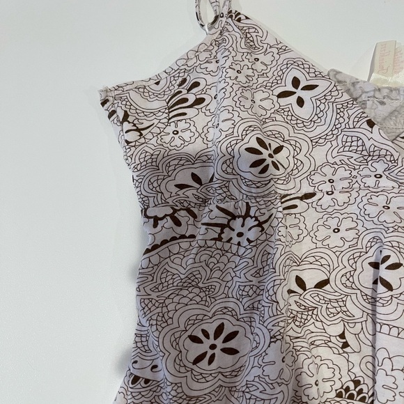 Y2K Twinklzzz White & Brown Paisley Babydoll Cami Tank Top Medium coquette boho - Picture 5 of 8